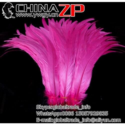 CHINAZP Factory 500pieces/lot 35~40cm(14~16inch) Length Cheap Wholesale Dyed Hot Pink Chicken Rooster Tail Feathers