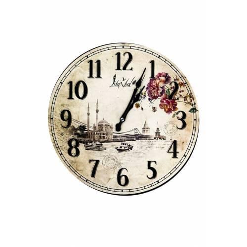 Wooden Wall Clock Home Office Decoration Wall Clock 28Cm Istanbul Design