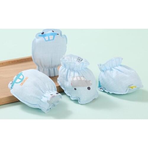 Neonatal printing gauze Gloves foot set anti-grip hand baby cotton multi-piece set mother and child supplies baby mittens