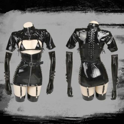 Cos Dark Reign Nurse Cosplay Costume Leather S-M Leotard Elastic Clack Hot Anime Cosplay Black