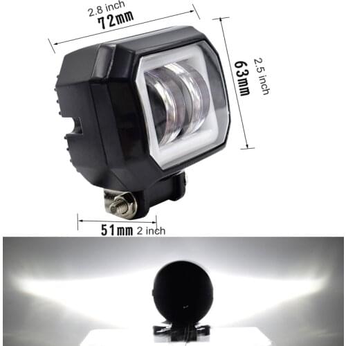 20W Driving Light LED Work Lights Bar Angel Eyes 6000K 12V For Motorcycle SUV Truck ATV Tractor 24V Driving Lamp Bumper 3 Inch