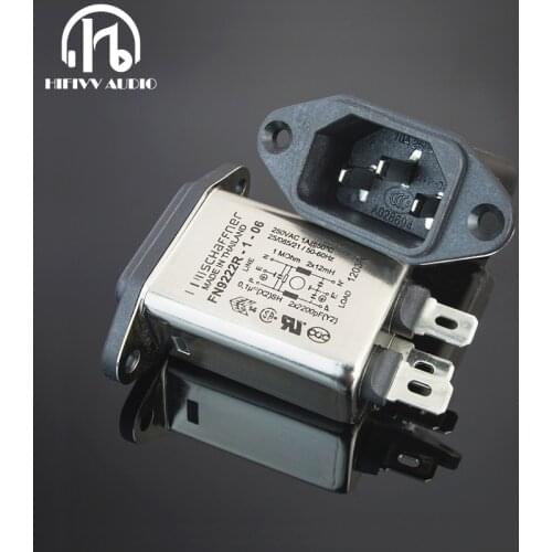FN9222R-1-06 1A EMI Power supply filter Anti-interference AC 115V/250V Power Filter Purifier