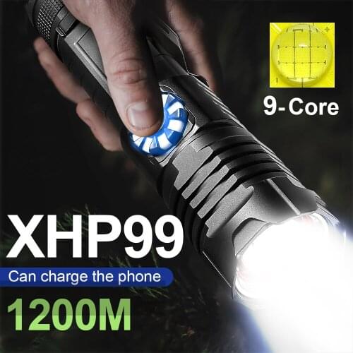 2021 New High Powerful LED XHP99 Zoom Flashlight USB Recharging 18650 & 26650 Flash Light Waterproof Tactical Lantern Hunt Torch