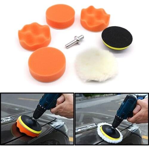 Sponge 7 Piece Set Car Waxing Polishing Disc Sponge Wheel Polishing Machine Sponge Ball Headlight Cleaning Sponge Mat