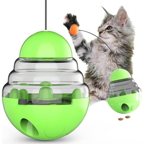 Tumbler cat food distribution toy shaking food leakage toy ball interactive cat feeder top ball teasing kitten and dog toys