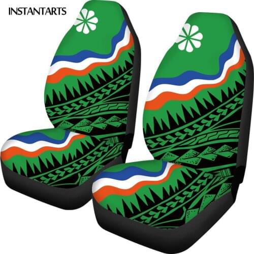 INSTANTARTS Flag Island Printed Heavy-Duty Car Accessories Car Interior Seats Protector Easy Clean Vehicle Seat Covers 2pcs/Set