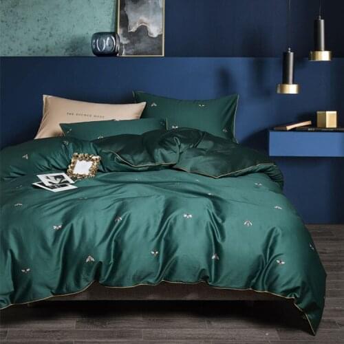 American Bedding Set Simple Pastoral Digital Printing 60 Satin Cotton Duvet Cover Four-piece Bed Linen Plant and Flower Bedding