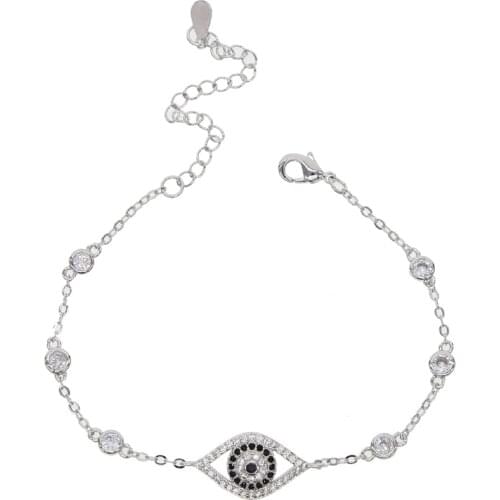 16+4cm size 2019 Trendy Turkish Gold Evil Eye Bracelet Pave CZ Blue Eye Gold Chain Bracelet Adjustable Female Jewelry