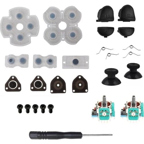 Analog Joystick Stick Module + Screwdrivers + L1 R1 L2 R2 Trigger Buttons + Conductive Rubber For Playstation 4 PS4 Repair