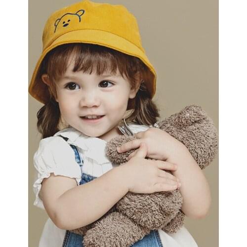 1-3 Year Old Baby Hat Spring & Autumn New Cute Baby Bear Basin Hat Thin Sunshade Hat Children Fisherman Hat Boutique Design