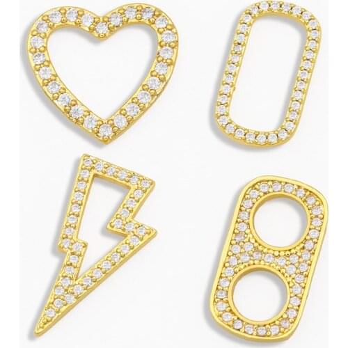 OCESRIO DIY CZ Heart Charms Bracelet Lighting Charm Decoration For Hand Made Chains Necklace Jewelry Making Supplies chma010