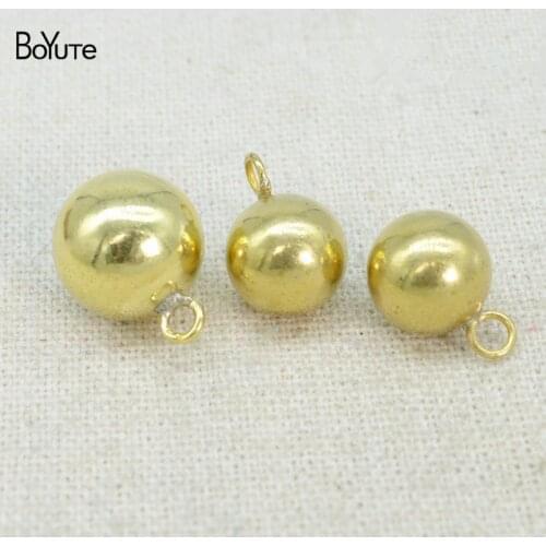 BoYuTe (100 Pieces/Lot) 6-8-10-12-14MM Brass Ball Bead Charms Pendant Factory Direct Sale Handmade Diy Jewelry Accessories