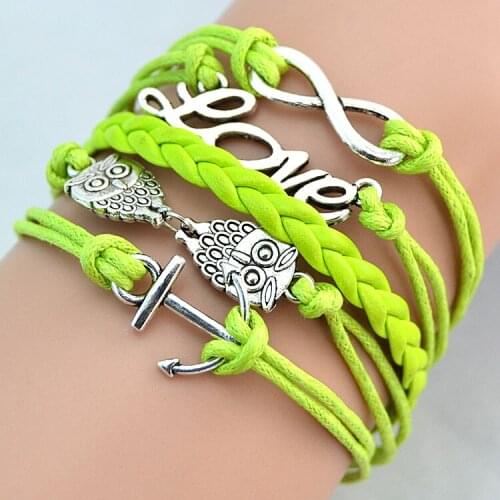 Charm Bracelet Factory Price for Woman With Men Jewelry Wholesale Rope Chain Owl Love Infinity