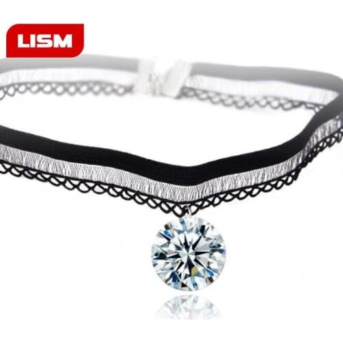 Charms Fashion Ornaments Clavicle Black Short CZ Fund Neck Jewelry Bring Leather Chain Necklace Woman Pendant Bijoux Pingente
