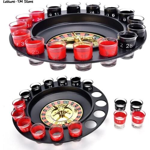 Russia Drinking turntable Shot Glass Roulette Set Novelty Drinking Game with 16 Shot Glasses Adult Party Drinking Set