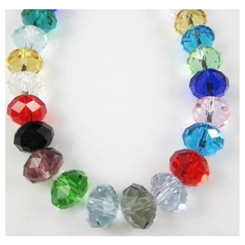 Uy45 10mm 300pcs/lot black white Mixed Glass Faceted Rondelle Beads spacer bracelet necklace bead crystal