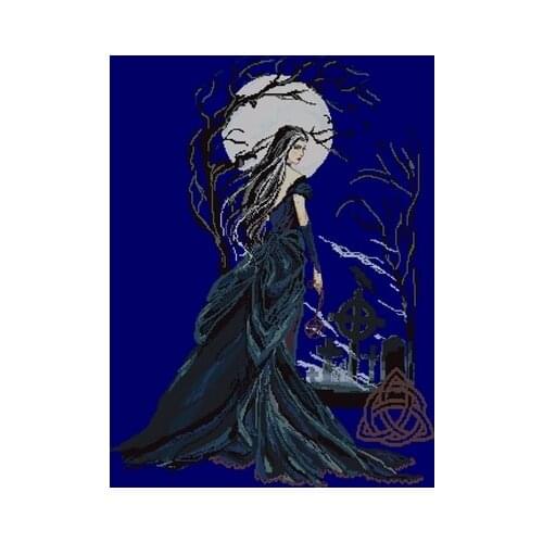 -RL46-Dark Angel counted 11CT 14CT 18CT 28CT dark blue fabric Cross Stitch embroidery needlework Sets home decor