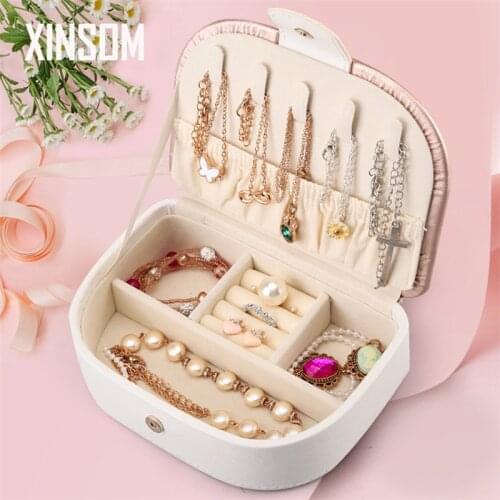 XINSOM European Style Jewelry Box High Capacity Necklace Earrings Rings Bracelets Jewelry Storage Box Portable Travel Casket