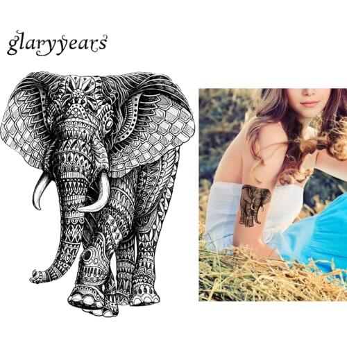 1 Sheet Waterproof Body Art Tattoo Sticker KM-040 Elephant Pattern Decal Design Water Transfer Body Art Temporary Tattoo Sticker
