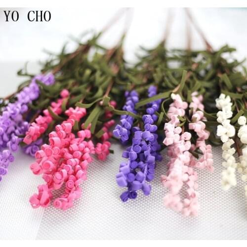 YO CHO 7 Heads/Bouquet PE Flower Romantic Provence 5 Colors Artificial Flowers Lavender Decoration Wedding Party Garden Decor