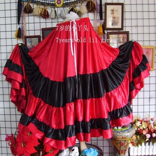 7years Old Lil Girl 2021Satin Flamenco Gypsy Spanish 20 Yard Skirt Tribal Belly Dance Skirt 9EX03