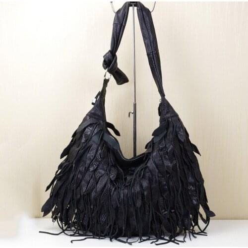 Women handbags female Crossbody shoulder bag high quality leather messenger bag ladies Tassel Chic black soft shoulder bag women