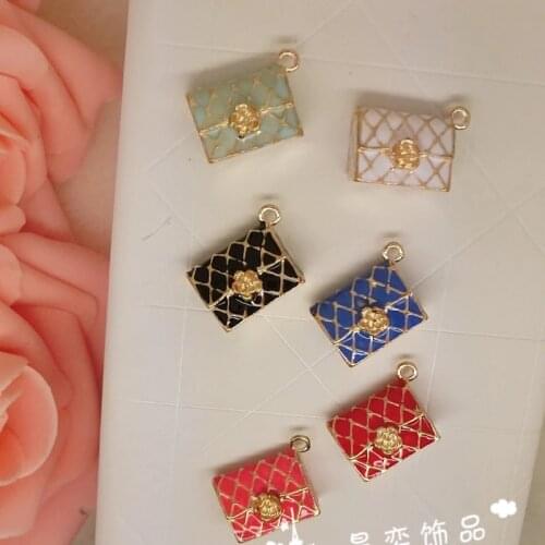 10pcs/lot rhombus bag pendant alloy enamel charm DIY accessories of necklace bracelet headdress handmade fitting