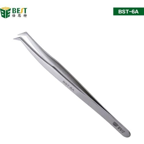 100% brand stainless steel tweezers super hard eyelash extension tool industry best quality tweezers BST-6A