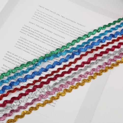 15 Yard/lot 8mm Multicolor Metallic Terylene Ribbon Ric Rac Zig Zag Ribbon For Clothes Decoration DIY Handmade Craft Accessories