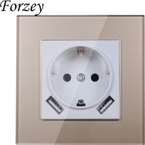 2019 new USB Wall Socket Free shipping Double USB Port 5V 2A Usb Gold color acrylic patch frame high quality usb murale FDG-04