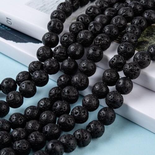 5Strands 8mm Black Lava Stone Bead Strands For DIY Jewelry Bracelet Making Round Lava Stone Strands for Necklace Bracelet DIY