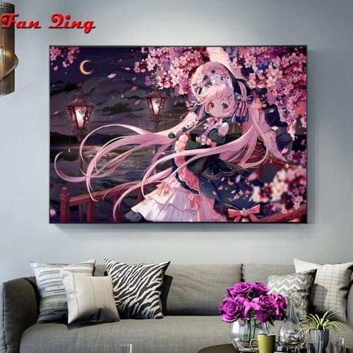 Anime Girl Sakura Diamond Painting Cartoons 5D Diy Full Square Round Rhinestone Embroidery Mosaic Cross Stitch Home Decor Gift