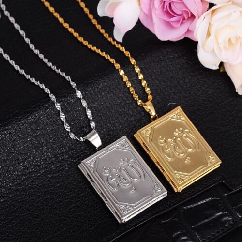 Bangrui Silver /GoldPlated Allah Charms Pendant Necklaces for Women/Men,Muslim Necklaces Islamic Chain Jewelry Middle East Items