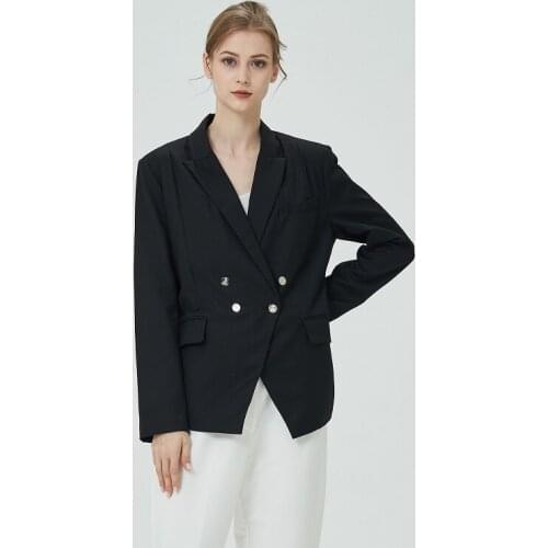 Blazers For Women Elegant Short Fashion Casual Black Female Blazer Women Doubie Breasted 2021 Jacket Long Sleeve Size XS-L