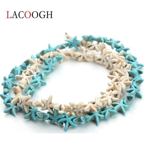 38pcs/Strand 13x13mm Natural Stone Starfish Shape Turquoises Beads Loose Spacer Beads for DIY Jewelry Making Necklace Bracelets