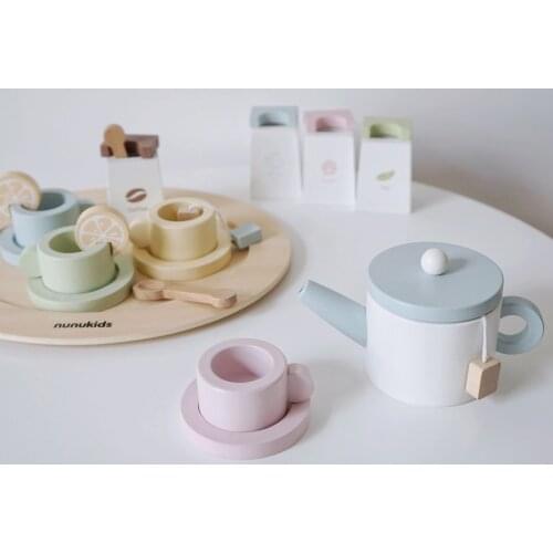 Kids Pretend Play Tableware Kitchen Playset - Coffee Tea Cup and Tray Set