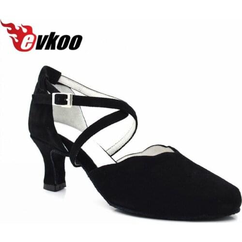 Evkoodance Size US 4-12 Dancing Shoes Low Heel 5cm Professional Nubuck Latin Ballroom Satin Dance Shoes For Women Evkoo-472