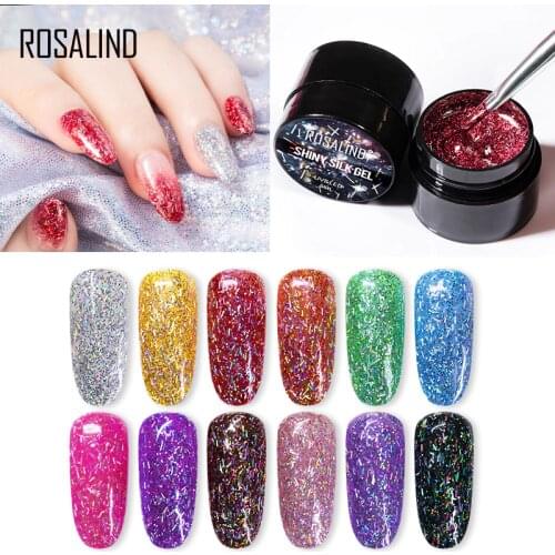 ROSALIND Gel Nail Polish Shiny Silk Hybrid Varnishes Glitter Painting For Nail Art Design Need UV Lamp For Manicure Top Base