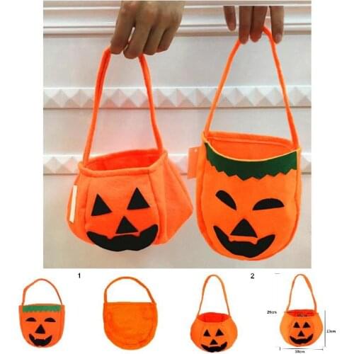 Halloween Foldable Pumpkin Jack Lantern Bag Candy Gift Basket Treat Or Trick Bag C1