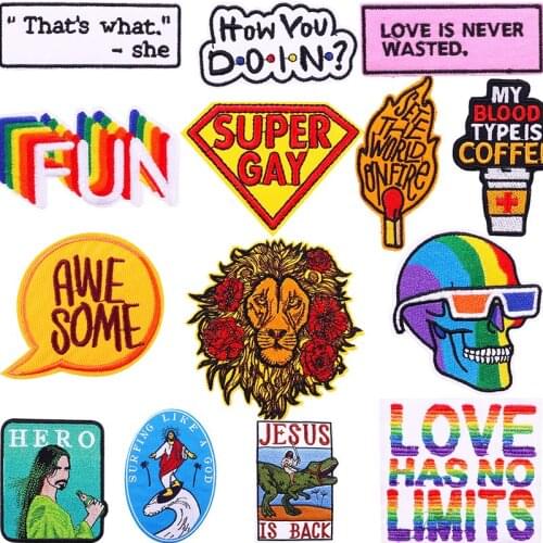 Hippie/Punk Patch Embroidery Patches On Clothes Iron On Patches For Clothing Multi-style Patches For Clothes Animal Stickers DIY