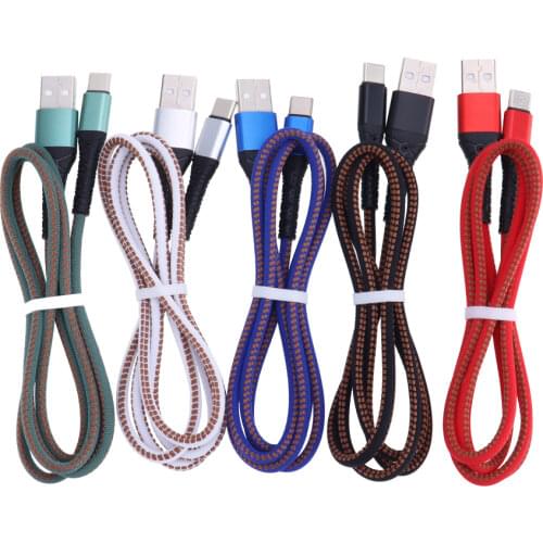 1M Micro USB Type C Cable for iPhone 11 XS Samsung Xiaomi Braided Android Mobile Phone Charging Data Sync Wire 50pcs