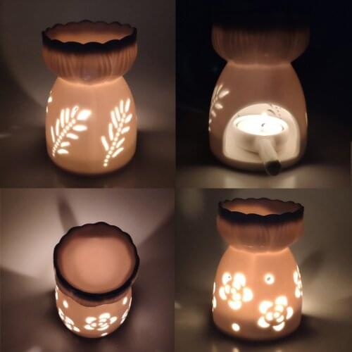 Ceramic Candle Holder Oil Incense Burner Hollow Bottles for Bedroom