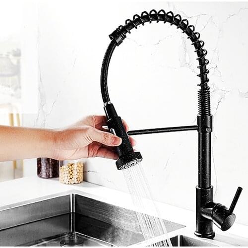 Pull Down Kitchen Faucet Copper Spring Faucet Kitchen Sink Faucet 5 Kinds of Styles Rotatable Pull Cold and Hot Basin Tap