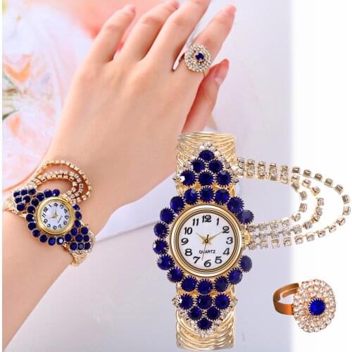 Fashion Luxury Women Watch With Ring Diamond 2pcs Set Ladies Clock Vintage Steel Wristwatches Gift 2021 anillos relogio feminino