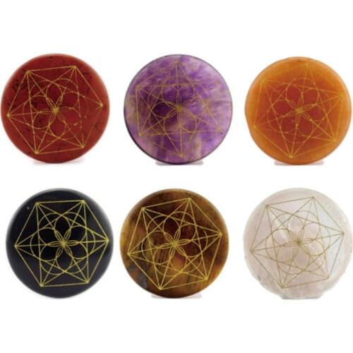 Natural Stone Water Wafer Decoration Religious Diy Jewelry Accessories Life Seed Flower Five Elements Array Divination Stone