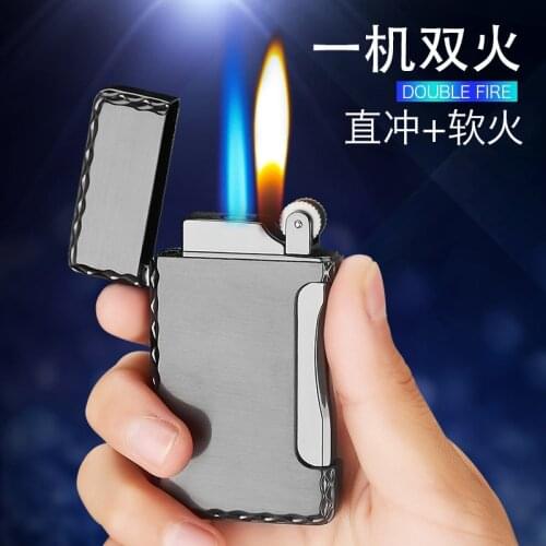 New Free Fire Torch Turbo Lighter Metal Flint Straight Jet Windproof Gas Lighter Double Flame Butane Cigar Cigarette Lighters