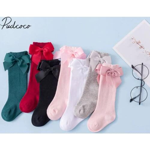 Infant Kids Baby Girls Bowknot Stockings Solid Leggings Warmer 0-7Years Knee High Princess Formal Match Stockings