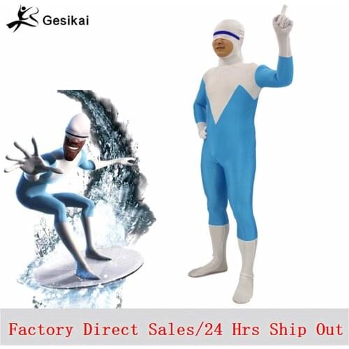Kids Adult The Incredibles Frozone 2 Superhero Costumes Boys Men Children Cosplay Bodysuits Jumpsuit Frozone Halloween Costumes