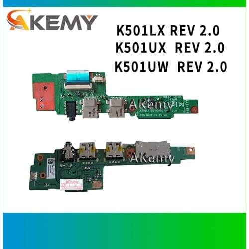 K501UX K501LX K501UW USB IO Board For ASUS A501L K501 K501LX K501LB K501U A501U K51UXM cable Laptop Audio USB IO JACK Board
