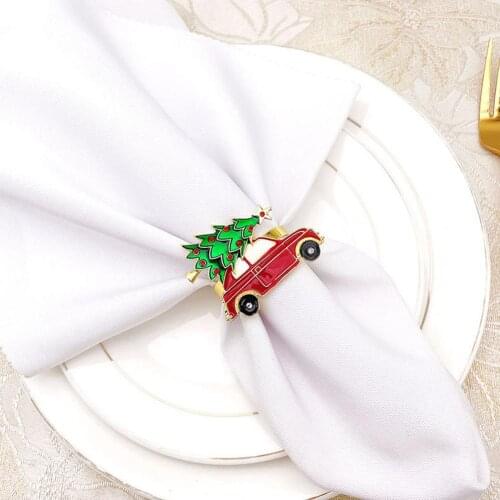 Christmas Napkin Rings Holders Xmas Table Decoration For Home Christmas Tree Tissue Ring Wedding Banquet Hotel Table Sup Decor